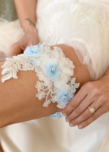 Svatební Podvazek HORTENZIE “Něco Modrého”